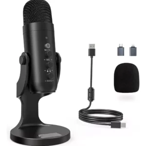 Kz-610 Microfone Condensador De Mesa Usb C/ Adaptadores Type-c E Lightning