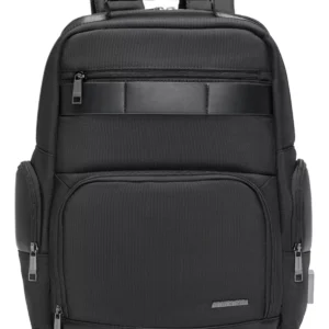 Md-2602 Bolsa Mochila Executiva Expansível Notebook Maideng Preto Detalhes Couro Alta Qualidade Luxo