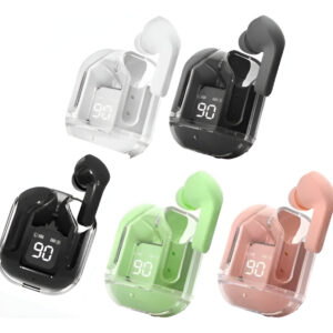 Fone de Ouvido Sem Fio TZ7 - Transparente com Display Digital LED