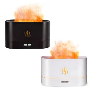 Umidificador de Ar com Chama Simulada - Aromaterapia e Luminária Noturna