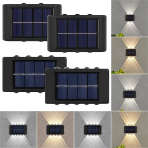 Kit 4 Arandelas Solar Com 10 Fachos De Luz Led Recarregável