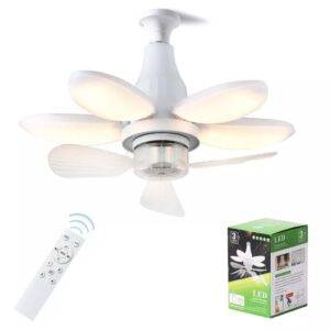 Ventilador Teto Com Luzes Led Ajustável Rotativas Lampada 5 Laminas