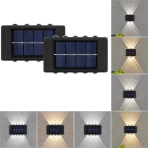Kit 2 Arandelas Solar Com 10 Fachos De Luz Led Recarregável