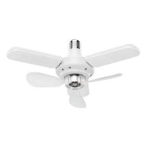 Ventilador de Teto com Iluminação LED e Lâmpadas Rotativas Ajustáveis 3 Laminas